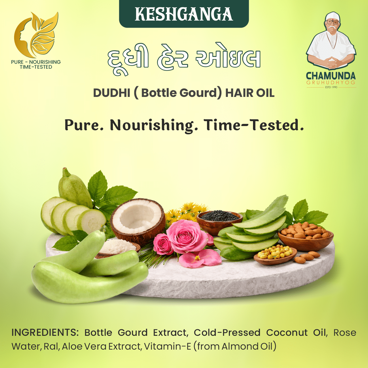Keshganga Dudhi Ayurvedic Hair Oil – 500ml - Chamunda Gruh Udhyog