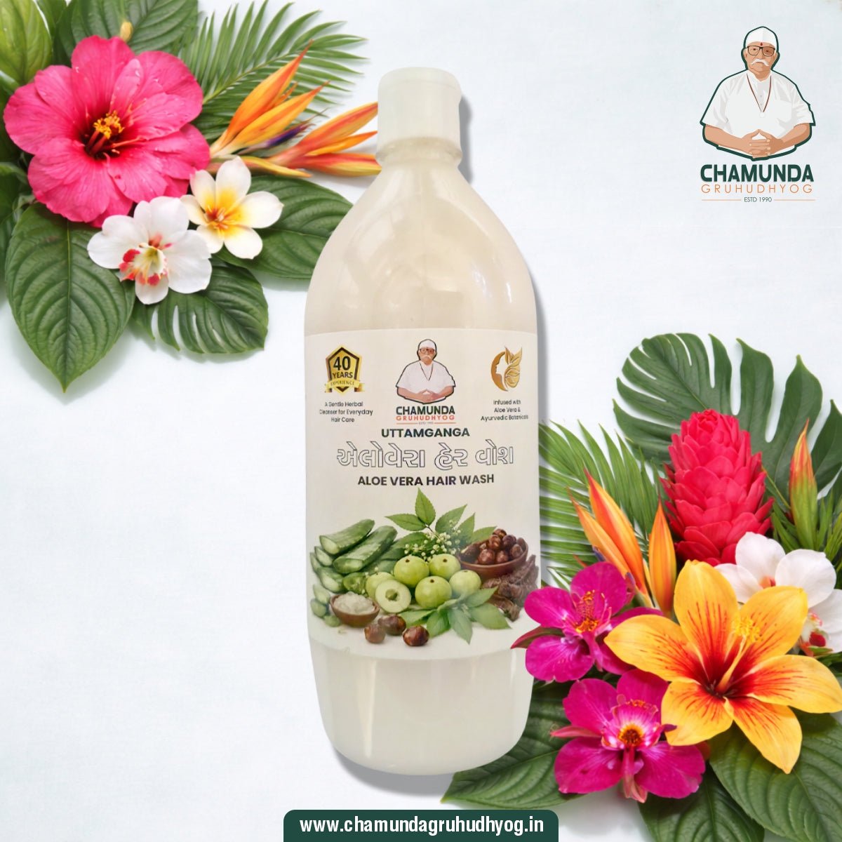 Uttamganga Aloe Hair Wash 1Ltr - Chamunda Gruh Udhyog
